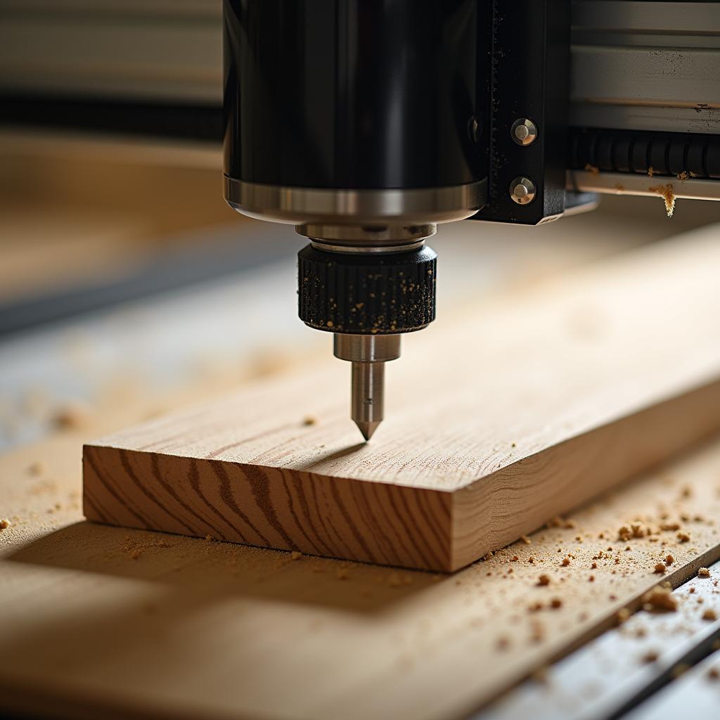Quy trình gia công chân bàn gỗ bằng máy CNC router, thể hiện độ chính xác