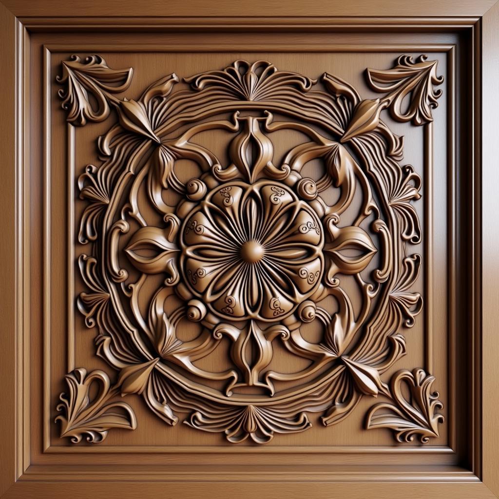 Mẫu CNC cửa gỗ biệt thự chạm khắc 3D nổi tạo chiều sâu và sự đẳng cấp.