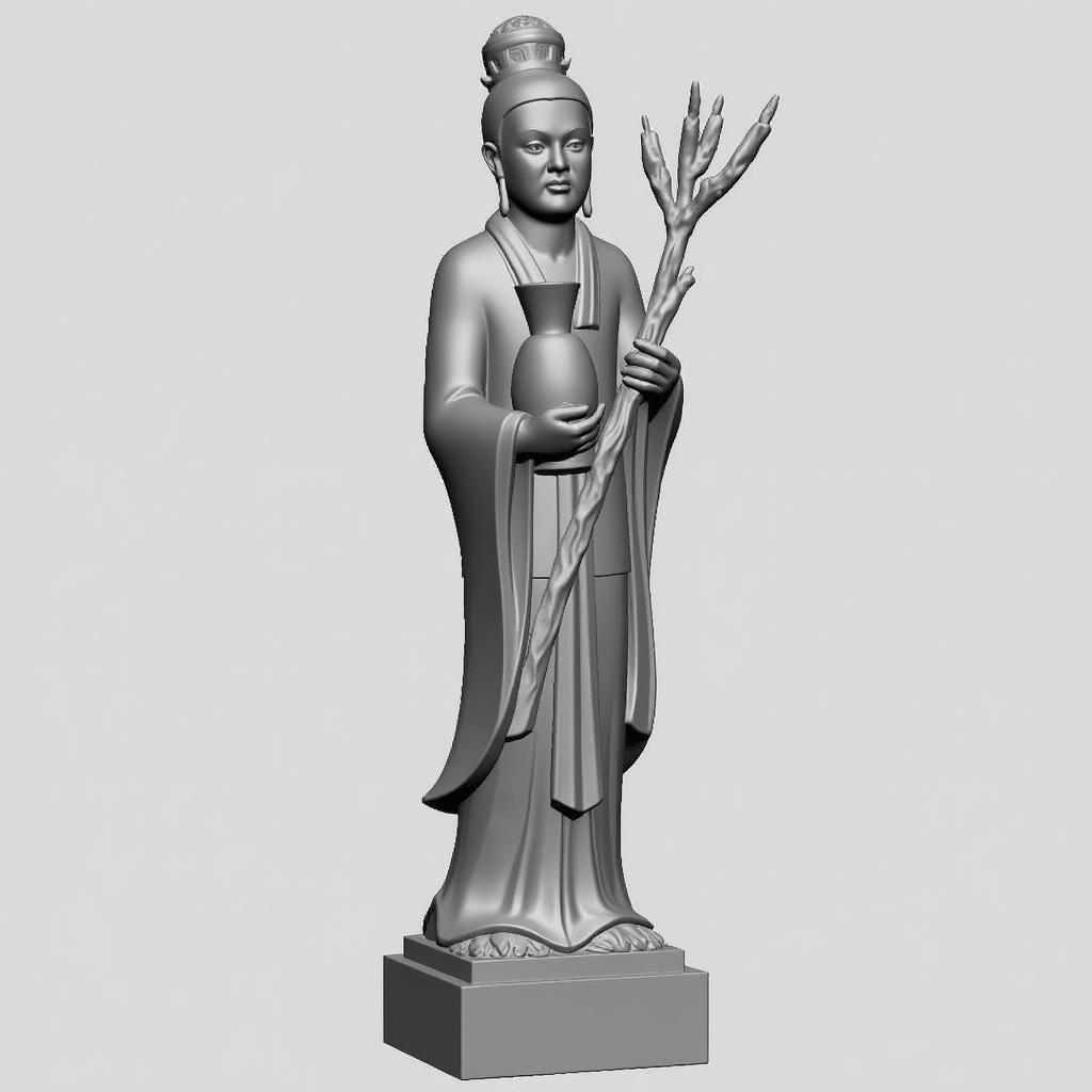 Mẫu file CNC tượng Quan Âm đứng phổ biến dùng cho chạm khắc gỗ