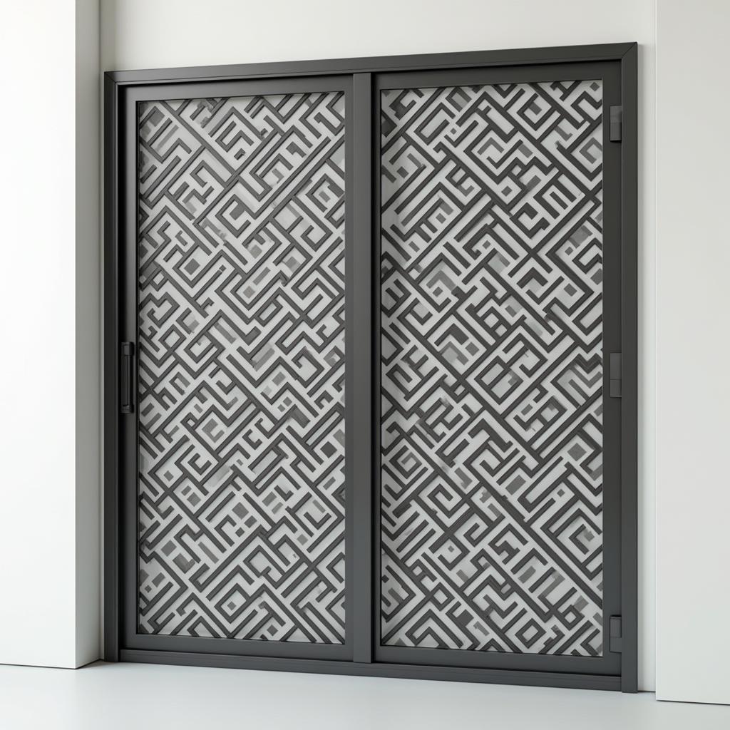 Mẫu cửa sắt CNC hình học đơn giản hiện đại, thiết kế tối giản đẹp mắt