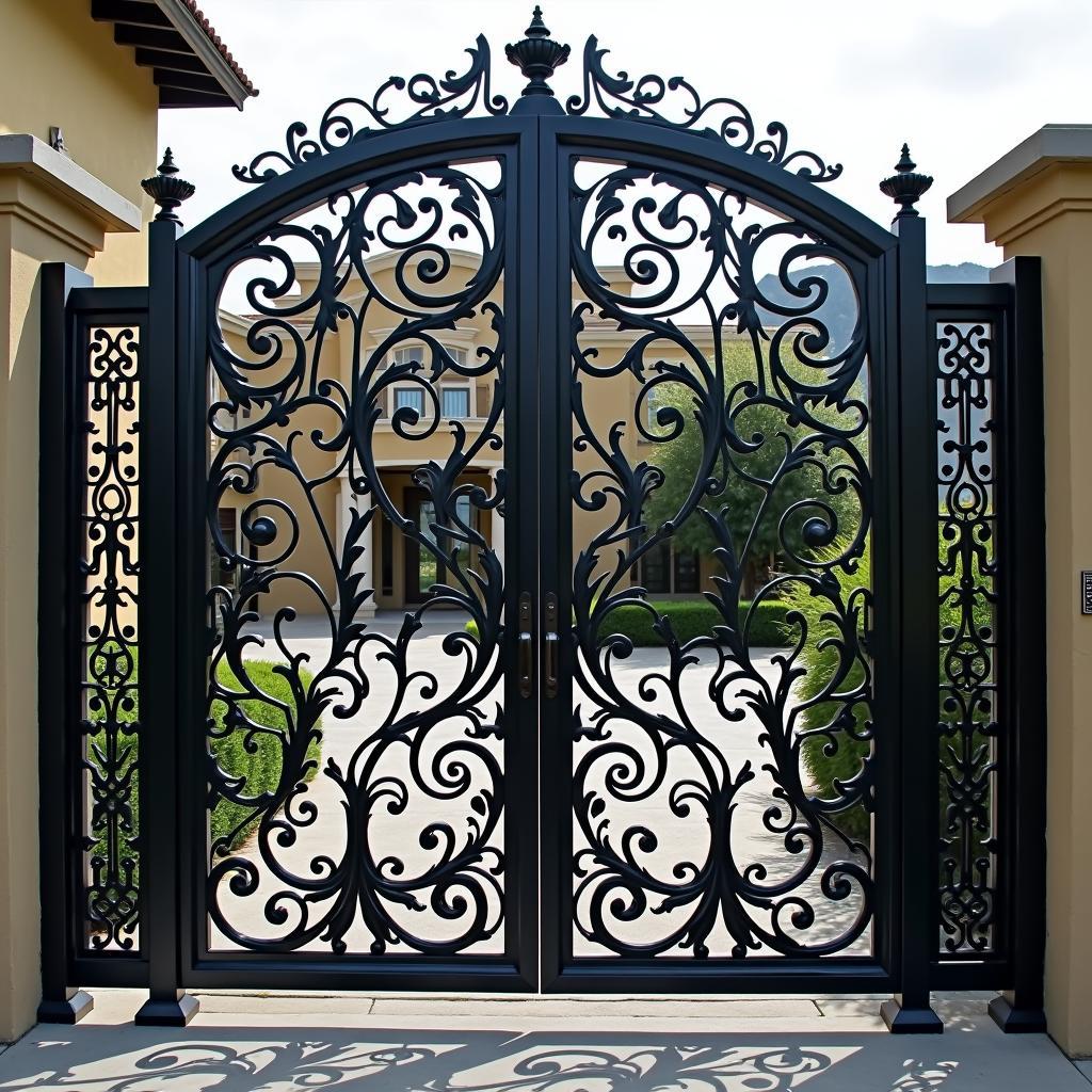 Mẫu cửa sắt mỹ thuật CNC 4 cánh đẹp cho cổng chính biệt thự