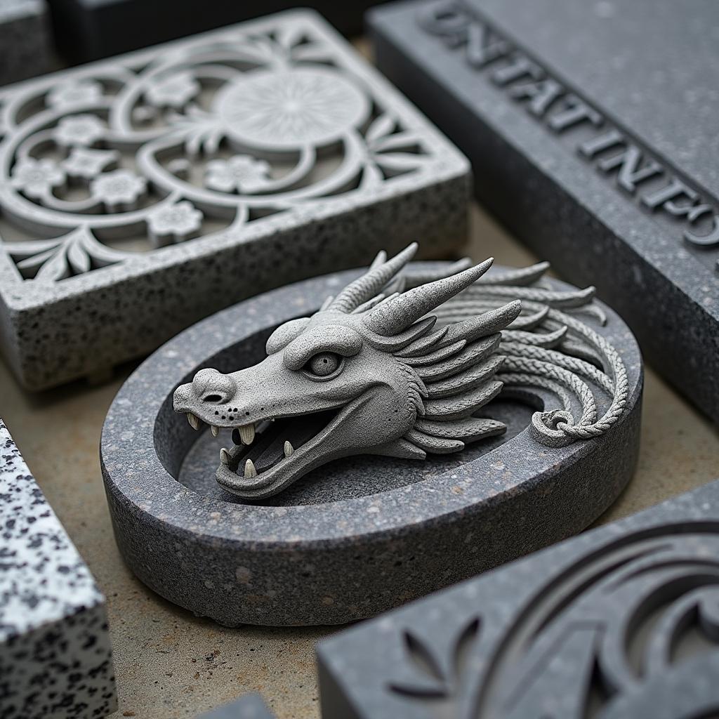 Các mẫu khắc hoa văn tinh xảo trên đá granite cho bia mộ và phù điêu