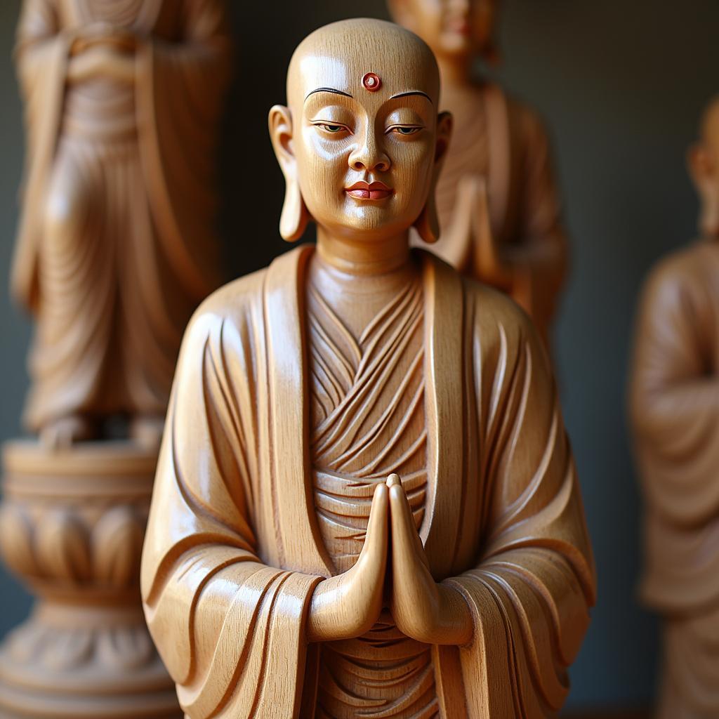 Tượng Quan Âm bằng gỗ được chạm khắc tinh xảo bằng công nghệ CNC