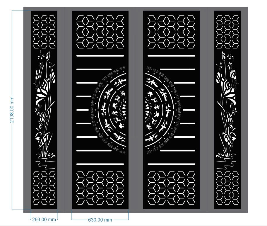 Tải file mẫu CNC Cổng trống đồng bông tuyết hoa sen